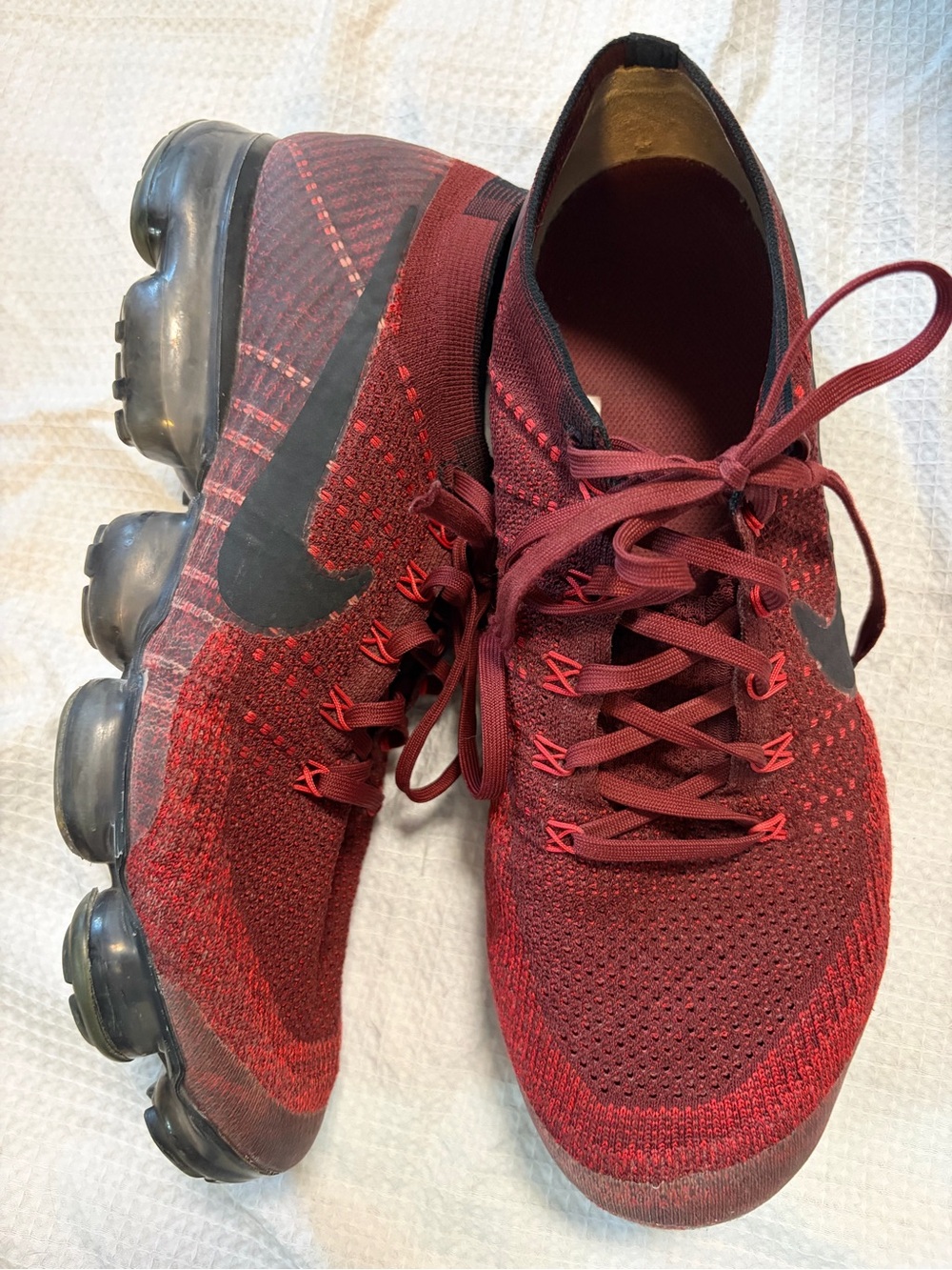 Nike Men's VaporMax Flyknit Running Shoes - Burgundy/Black